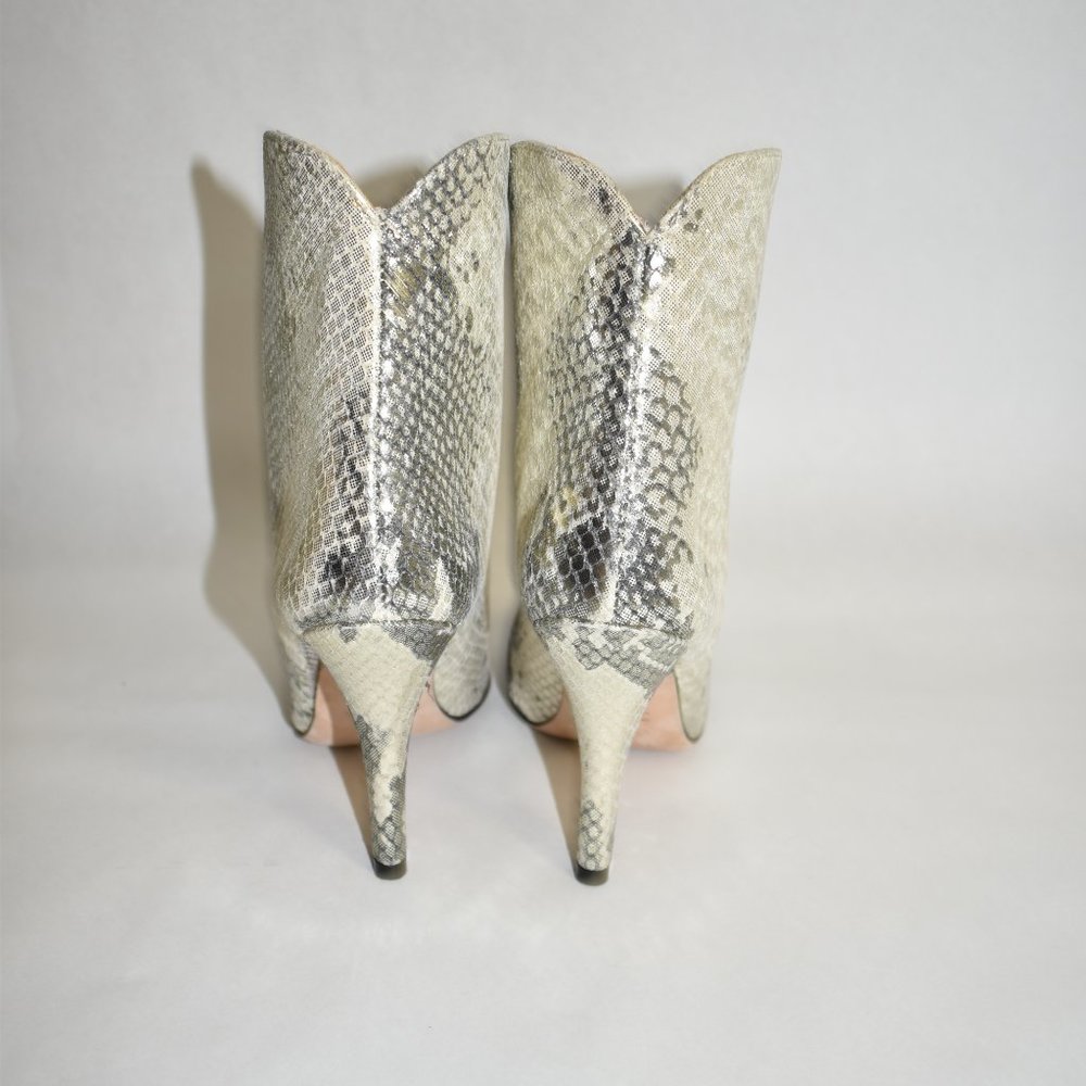 Paris Texas Silver Embossed Python Snakeskin Leat… - image 8